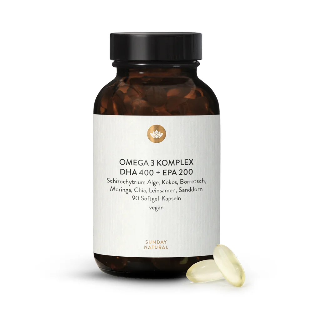 Омега-3 SUNDAY NATURAL веган / OMEGA 3 KOMPLEX DHA + EPA VEGAN, 90 капсул -  Normi Shop